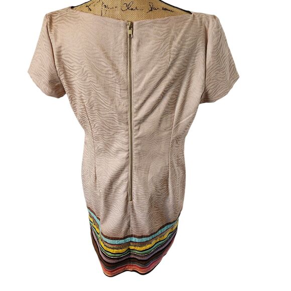 Muse Shift Dress Womens SZ Medium Rainbow Sequins Animal Print Bold Office Artsy - Picture 3 of 5